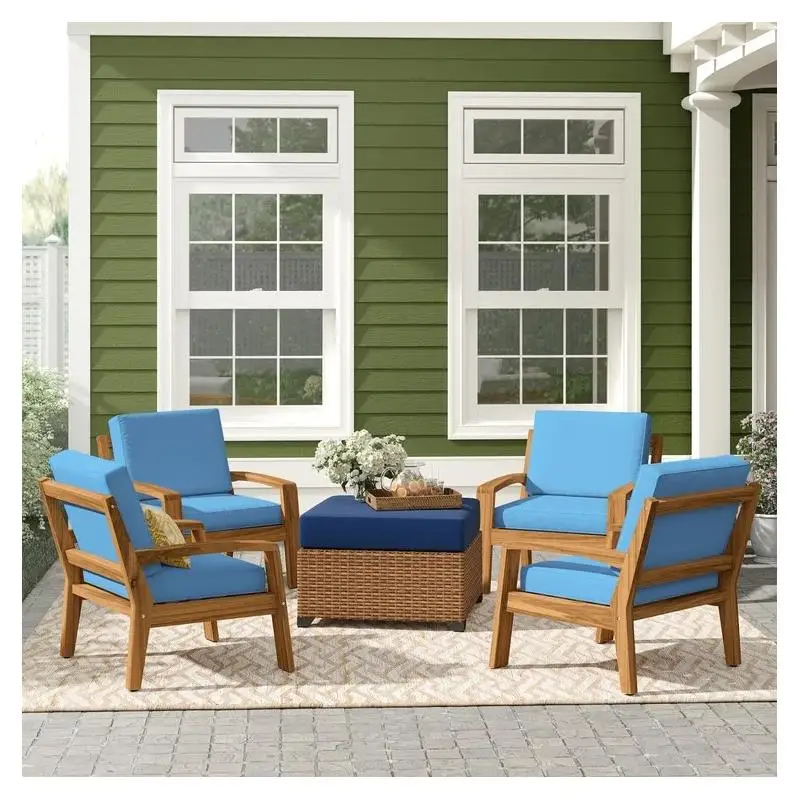 مجموعة من 4 كراسي نادي الفناء، تصميم حديث، أثاث خارجي، جلوس مريح للحديقة أو الشرفة #1