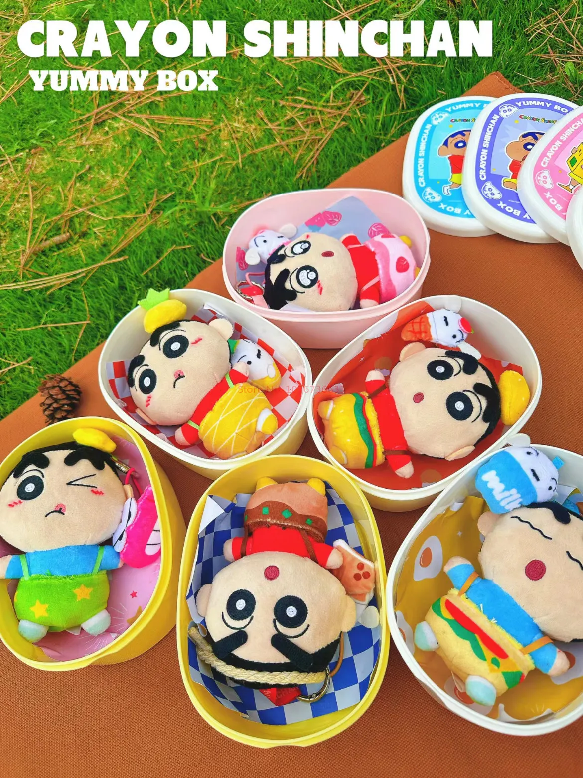 Crayon Shin-Chan Yummybox Plush Lunch Box Series, Toy Doll, Pendant Collection, Decoração bonito, Aniversário Presente, Série