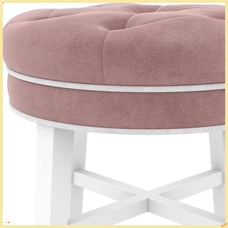 مقعد وردي مستدير بدون ظهر للنساء، ديكور غرفة المكياج والحمام