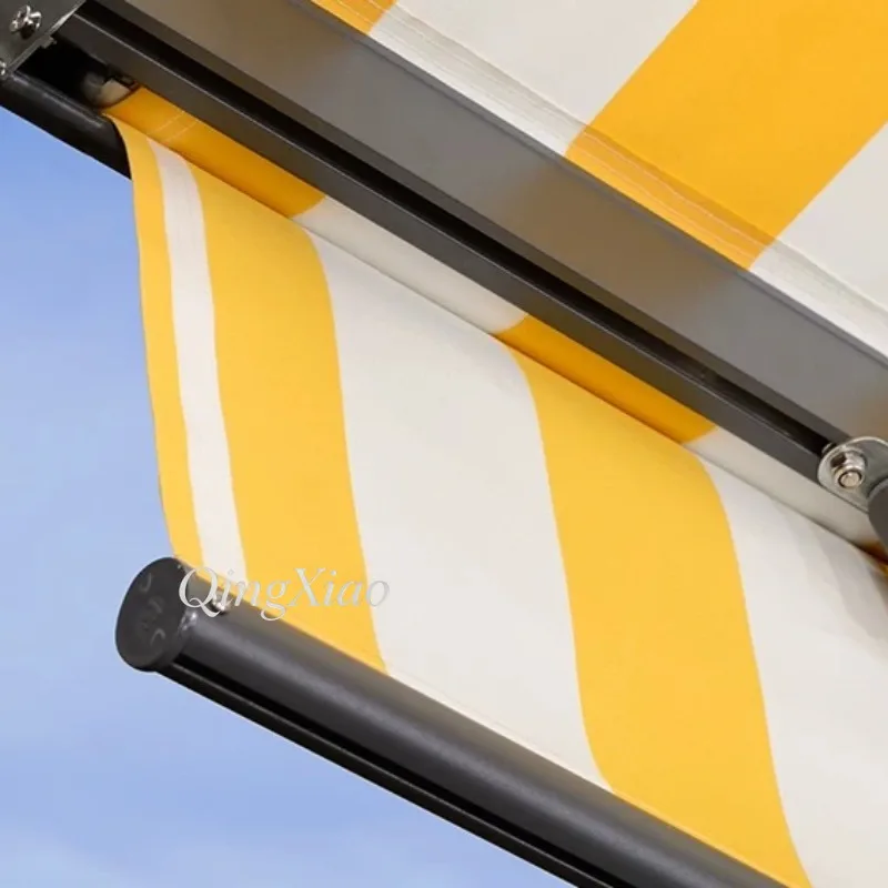 Electric Motorized Retractable Awning Waterproof Striped Fabric Outdoor Canopy for Backyard Courtyard Window Terrace Household
