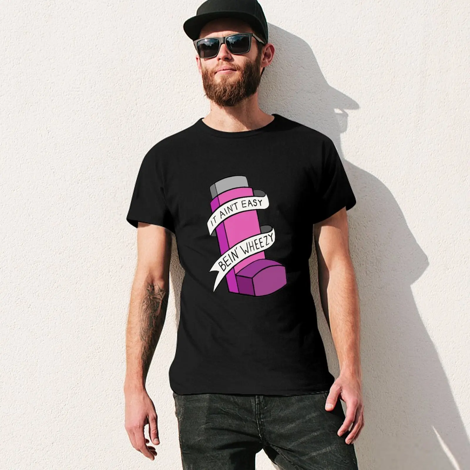 It ain't easy bein' wheezy (Pink) T-Shirt basketball graphic tees anime tshirt graphics heavy weight t shirts for men image 3