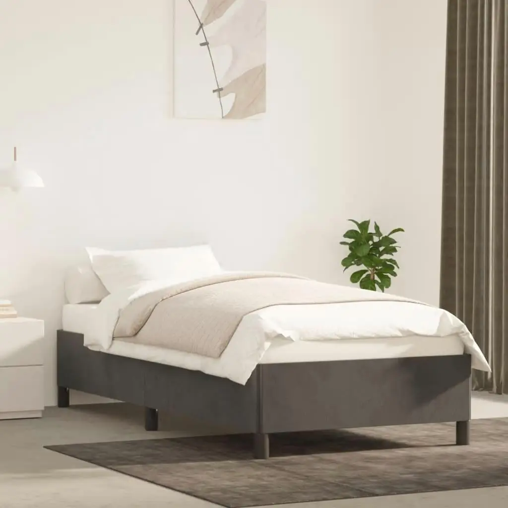 Dark Gray Twin Velvet Bed Frame 39.4x74.8 - Stylish Design Without Mattress