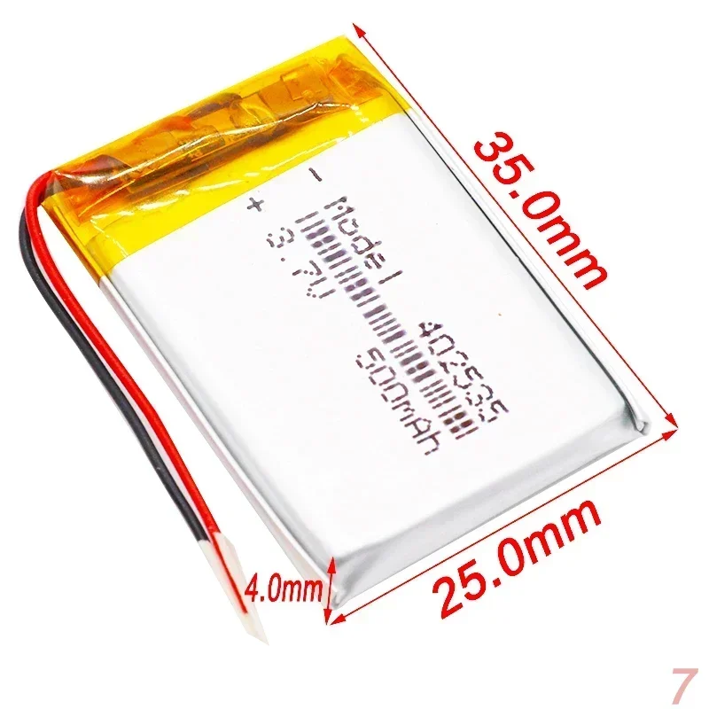 3.7V Polymer Lithium Battery 402535 500mAh Rechargeable Li-ion Cell For GPS Car Recorder MP3 Electronic Dog MP4 MP5 Smart Watch