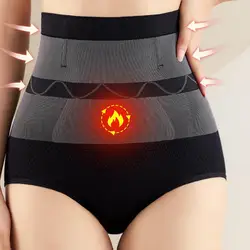 Cotton Thermal Women Underwear Winter High Waist Belly Control Self-heating Briefs Warm Palace Seamless Panties Women Underpants