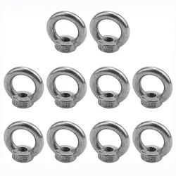 10pcs 304 Stainless Steel Threaded Nut Fastener Ring Shape M8(5/16