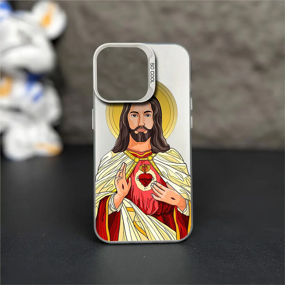 Jesus Christ God Phone Case for iPhone 12 11 13 IMD 14 15 16 Max Pro Plus Laser Cover