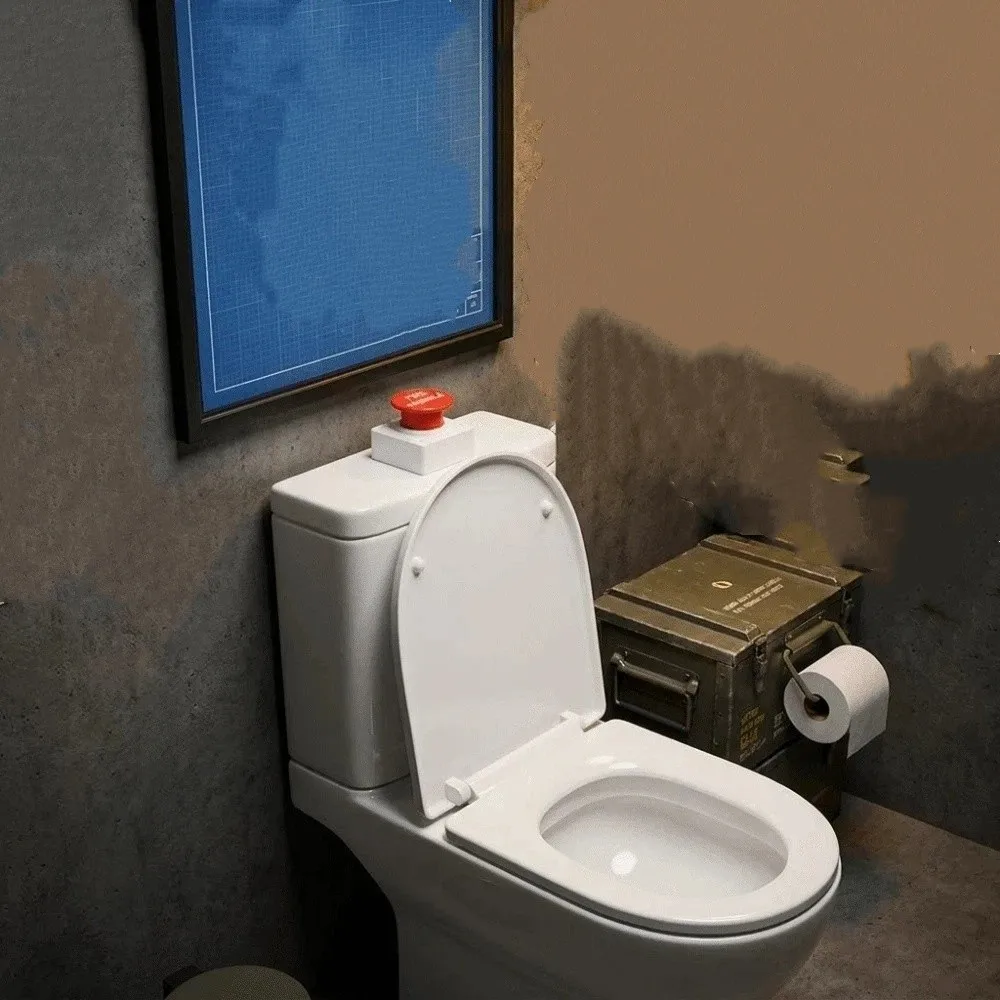 Stylish Space-Themed Toilet Tank Press Button Distinctive Eye-Catching Solid Reliable Material Rocket Launch Shaped Button