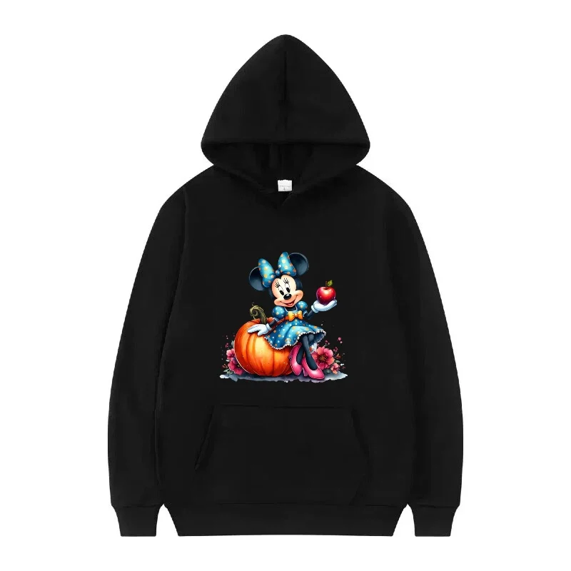 ديزني ميكي ماوس نمط امرأة الكرتون فضفاض أسود الخريف بلوزات على الموضة الملابس البلوفرات السيدات رخيصة هوديس الرجال بلوزات #1