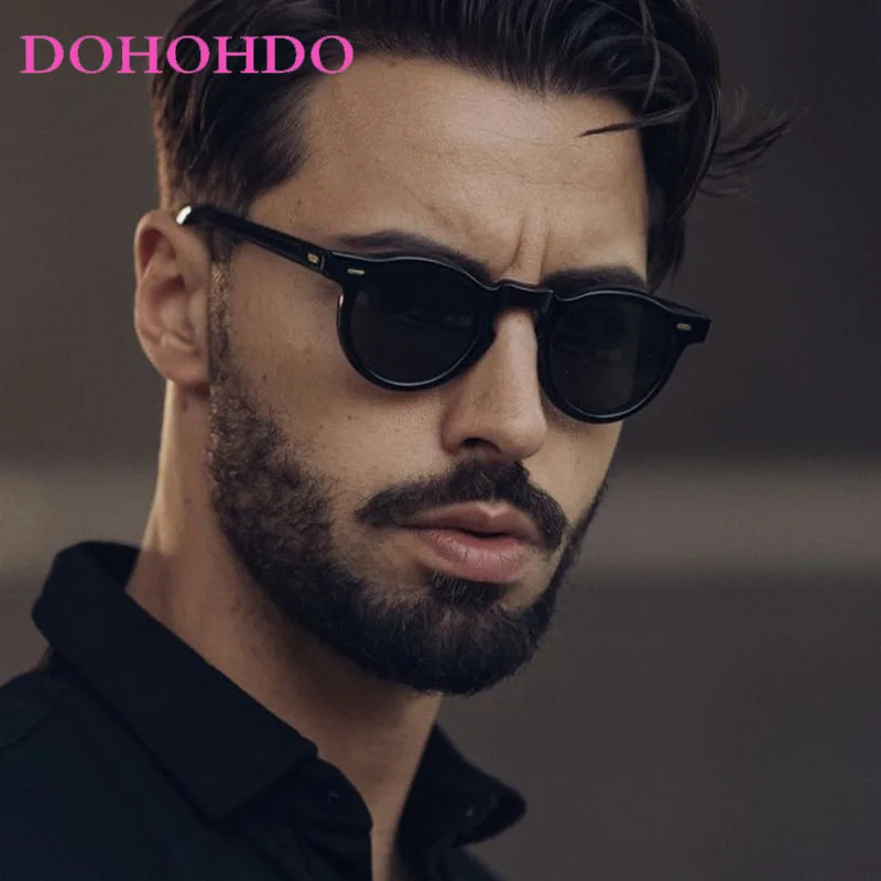Gafas de sol con remaches redondos Retro para hombre y mujer, lentes de sol con montura pequeña a la moda, estilo literario Vintage, para conducir