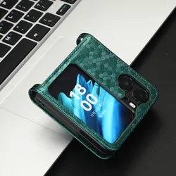 Card Slot Holder Leather Cover for OPPO Find N2 Flip 5G CPH243 n2flip findn2flip Geometric Wallet Non-Slip Shockproof Phone Case