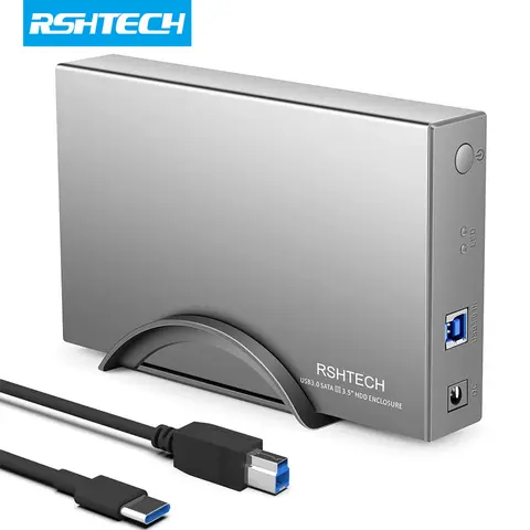 RSHTacétone-Boîtier de disque dur externe 3.5 pouces, 5Gbps, USB C vers SATA, UASP, veille automatique pour SATA I/II/III HDD SSD 3.5