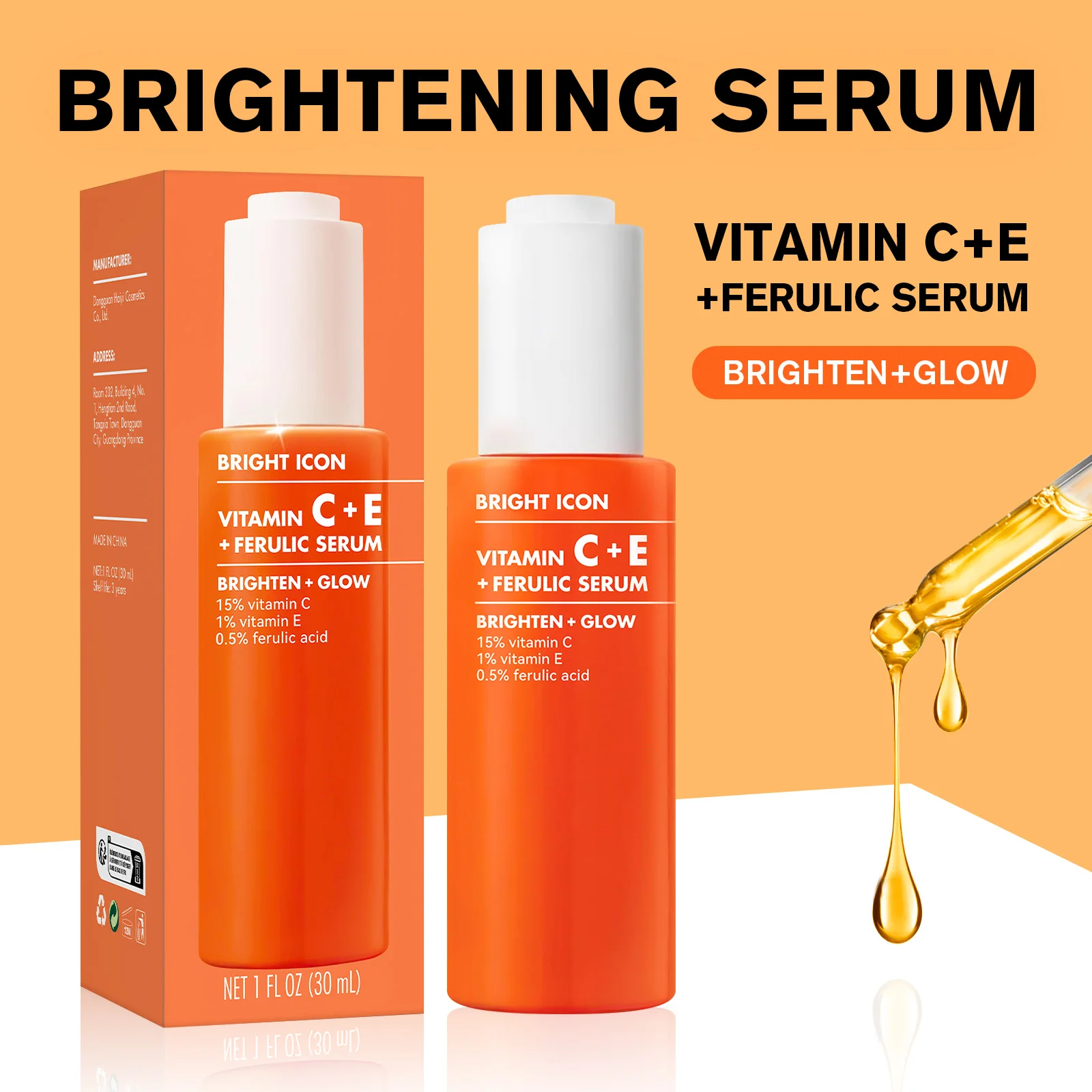 Suero de vitamina C + E para bolsa de ojos, círculo oscuro, hidrata, aumenta el colágeno, reafirma antienvejecimiento, blanqueamiento, tóner antioxidante, cuidado de la piel, 30ML