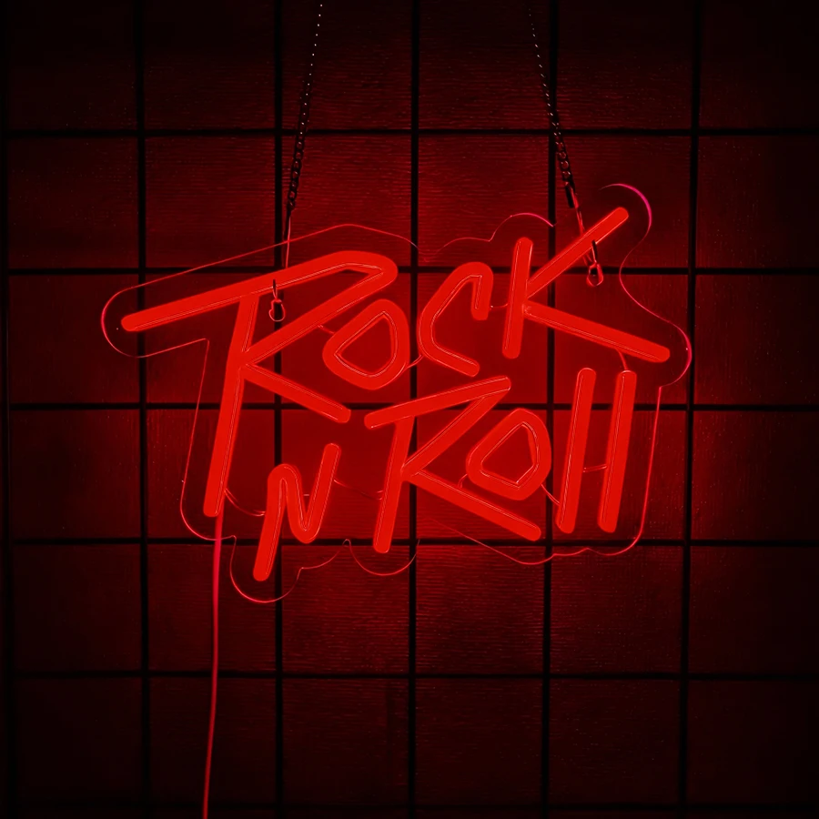 Rockband Neonbord voor wanddecoratie, muziek LED verlichte lichtreclame voor slaapkamer, live muziek, rock'n'roll, feest, podium, club, bar, mancave, studio