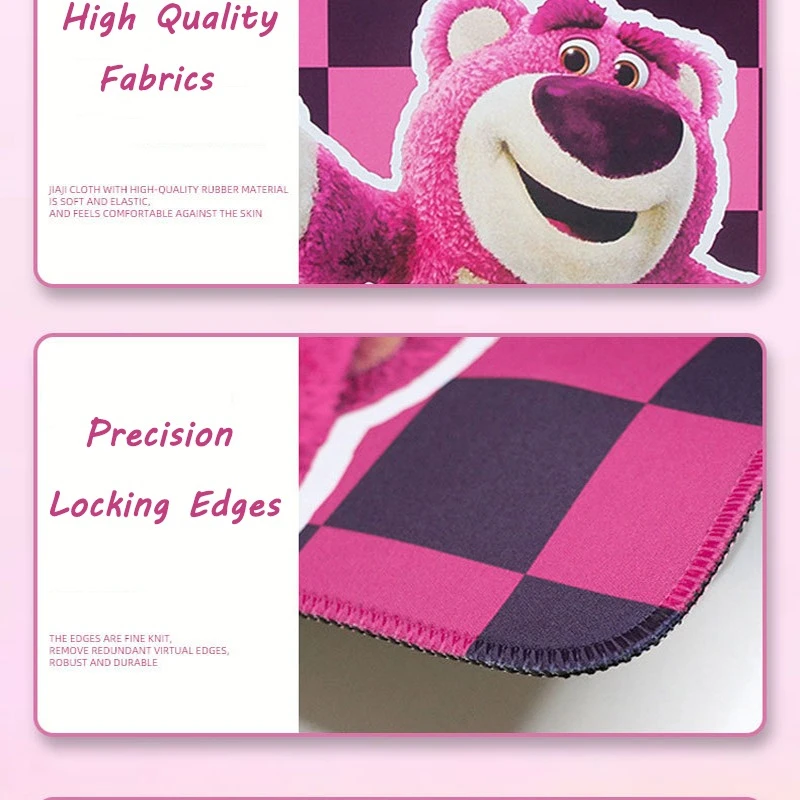 Lotso Mouse Pads Strawberry Bear Lucky Mouse Pads Besar Non-slip Gaming Keyboard Mousepad Komputer Laptop Kantor Desktop Mat