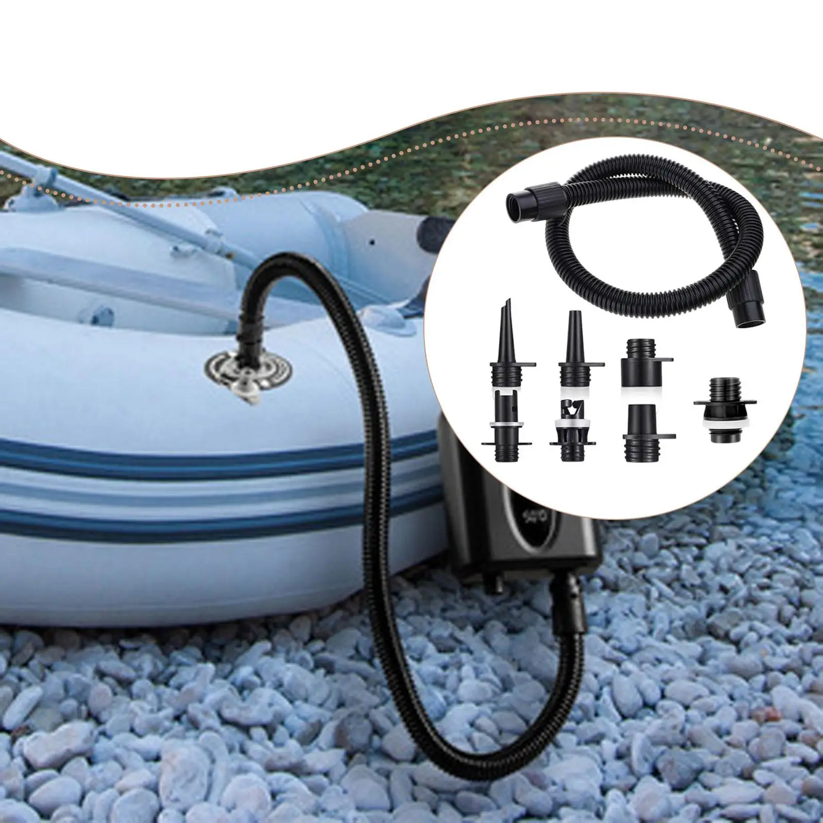 Inflatable Boat Pump Adapter and Air Hose Kit Replace Parts Premium Replacement Practical Easy to Install Attachments