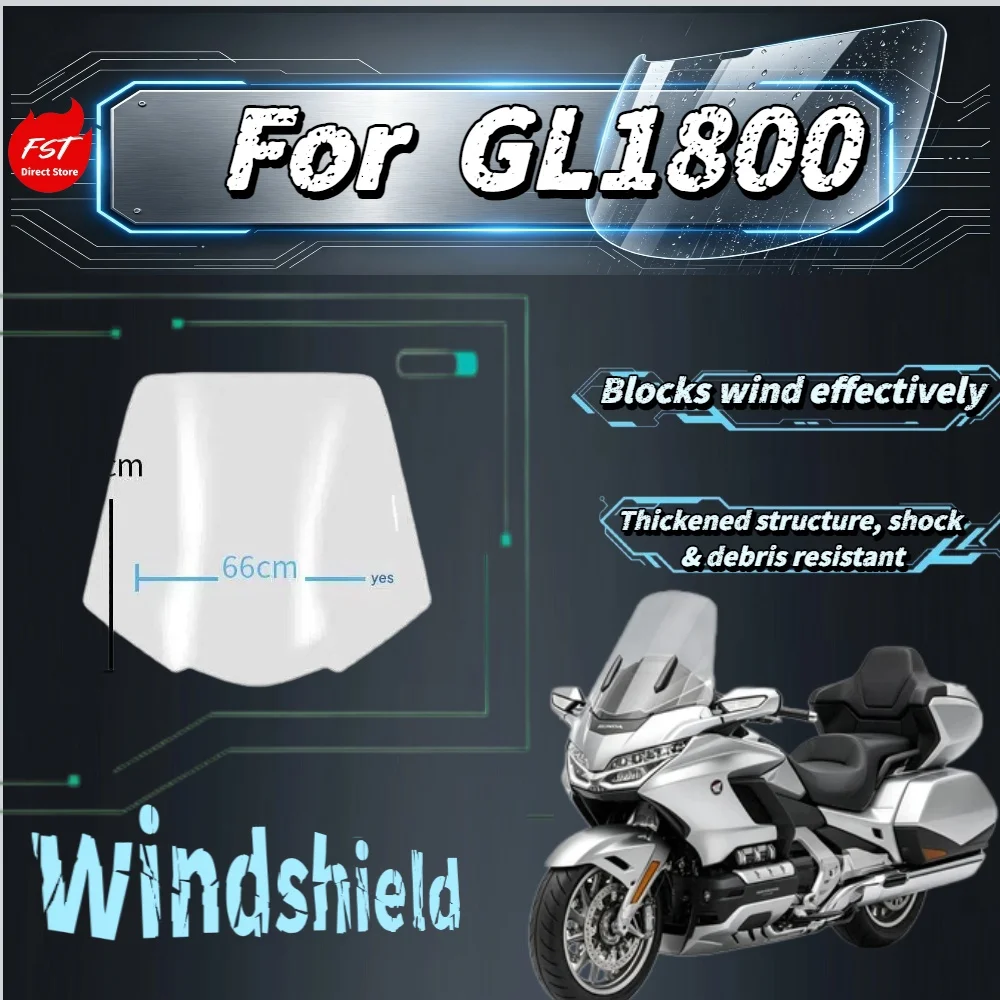 

For Gold Wing GL1800 High-Visibility Touring Windshield, Heightened Widened Rainproof Deflector