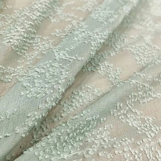 

New multi-color 3D embossed jacquard cut-out chiffon fabric for dresses, clothing, designer gown textiles