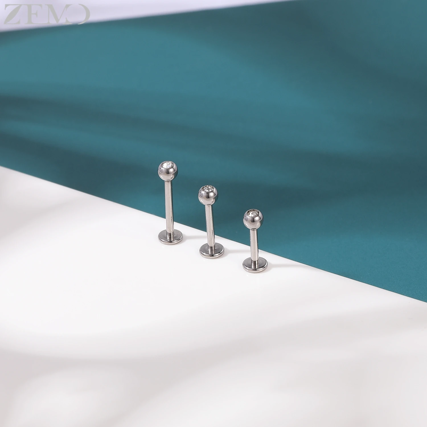 ZEMO 1 قطعة التيتانيوم الصلب سبايك Labret الشفاه ثقب النساء الرجال الزركون الشفاه ترصيع تفتق الكرة الدمل مونرو اللولب محارة الثقب 16 جرام