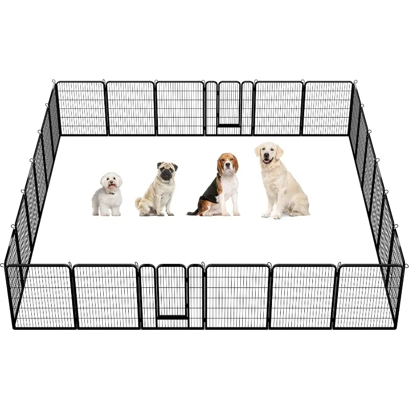 Heavy Duty Extra Wide Dog Playpen, 24 Panels Outdoor Pet Fence for Large/Medium/Small  40 Inch Height x 32 Inch Width