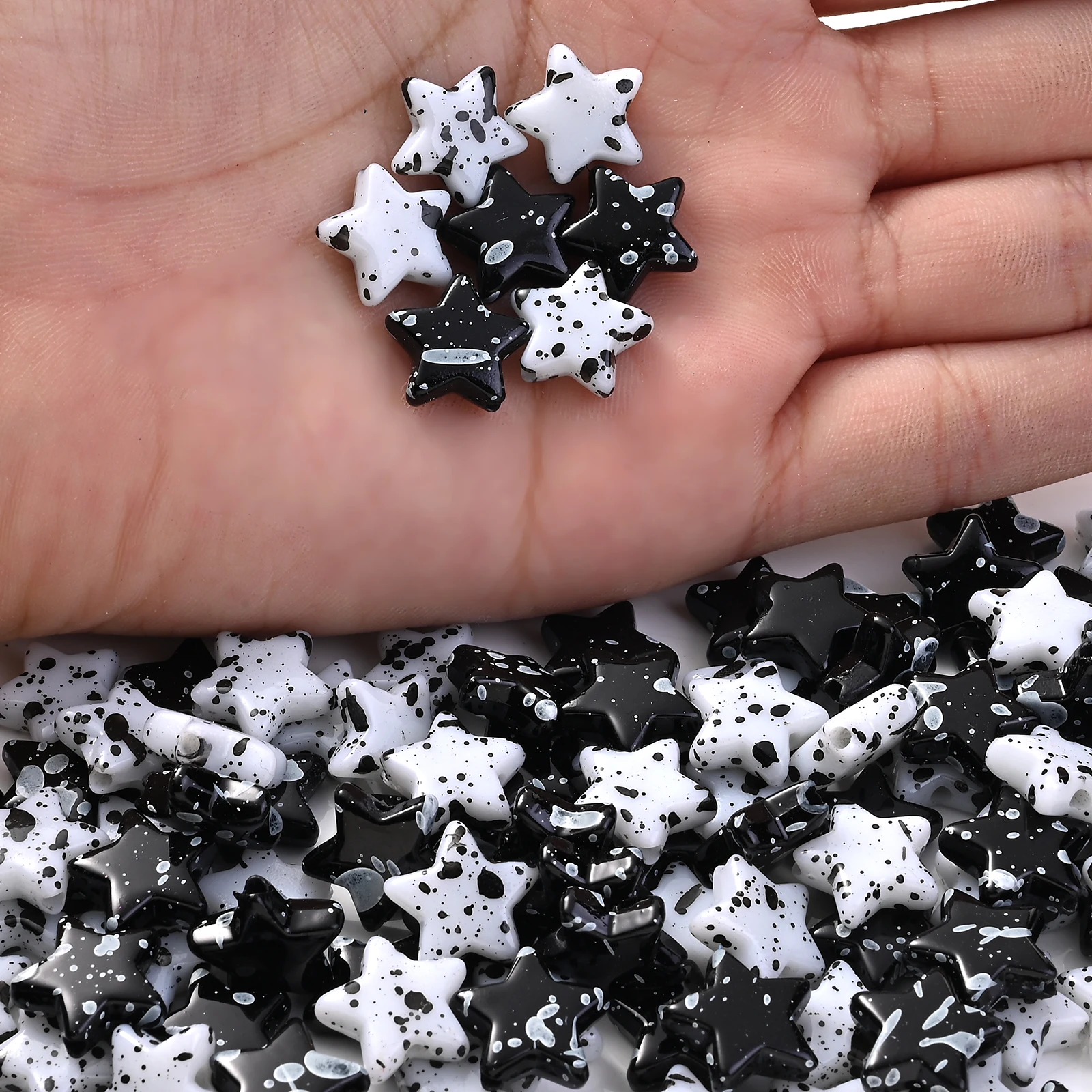 حبات نجمة خماسية المدببة لصنع المجوهرات ، لوحات أكريليك ، حبر نقطي ، إحساس فني ، سوار يدوي الصنع ، 30 من DIY #2