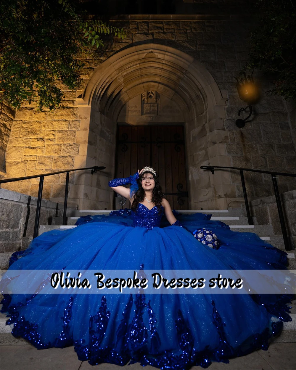 Robe de Quinceanera King Blue Sequin Appliques, robe de Rhavec manches, robe chérie personnalisée, remarquable, éducatif, 15 ans