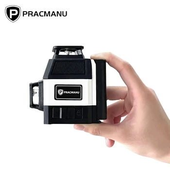 Pracmanu Mini 12 lines 3D laser level 360 self-leveling horizontal and vertical cross line laser level super strong green beam
