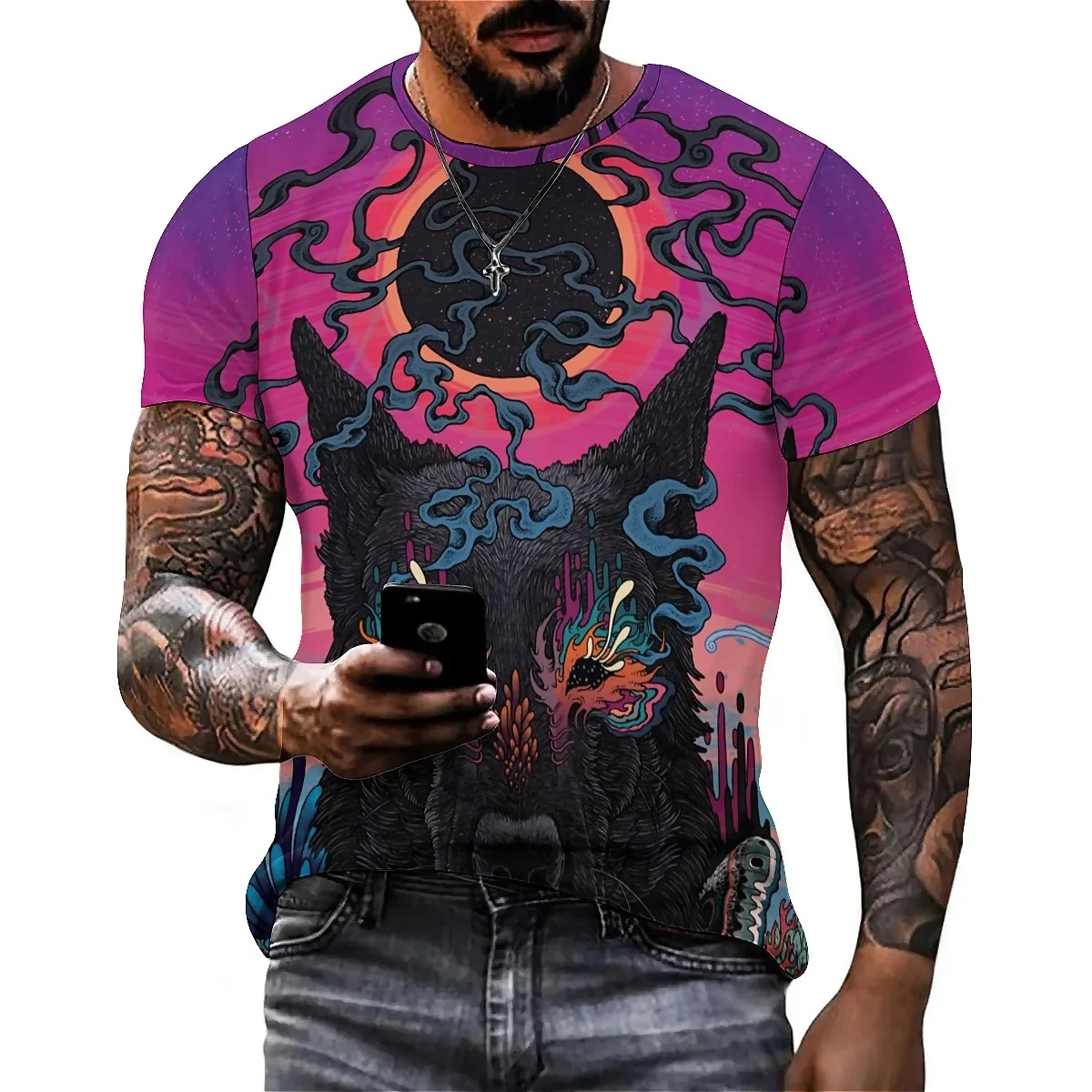 

Spring and summer retro design, men's 3D printed short-sleeved T-shirt, soft and comfortable, lightweight and breathable