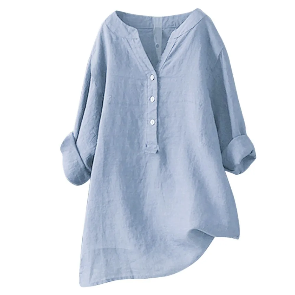 Women Shirt Summer Baggy Cotton Linen Blouse Plus Size Clothing For Ladies Casual Tunic Tops Shirts Loose Size 2024 Chemise