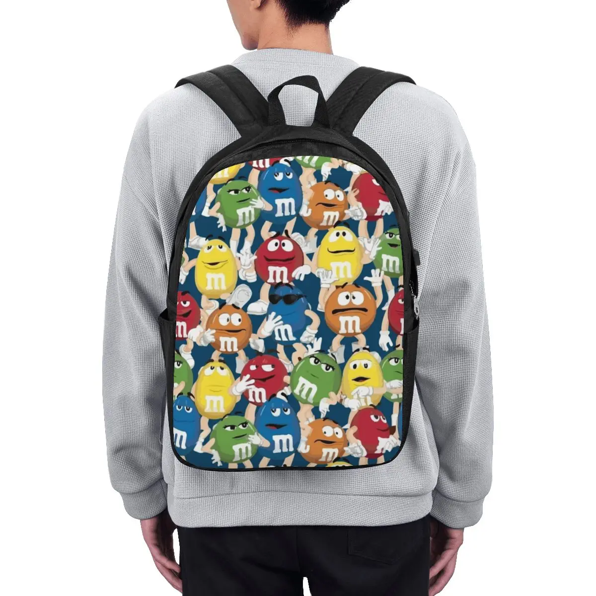 

New M And M Characters Backpack Travel Notebook Bag Computer College Student School Bag Laptop Shoulder Bags for Men Women