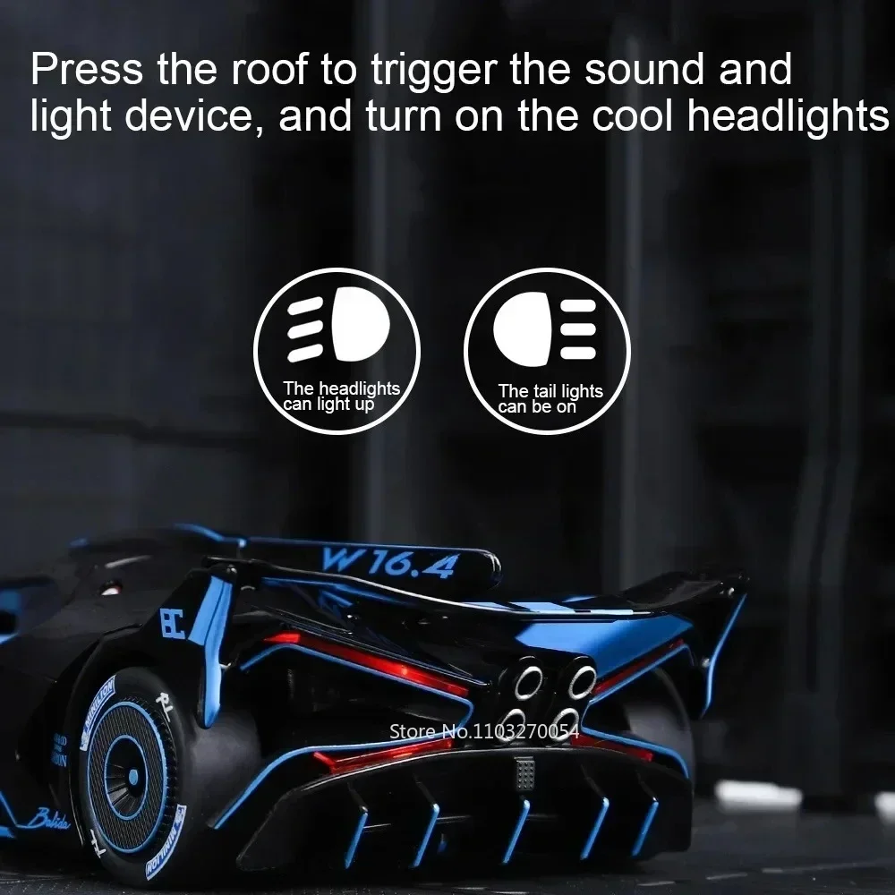 Schaal 1:24 Bolide Tourbillon Model Speelgoed Auto Legering Diecast Voertuig 4-deurs geopend Metalen Body Geluid Licht Trek Auto's Decoratief