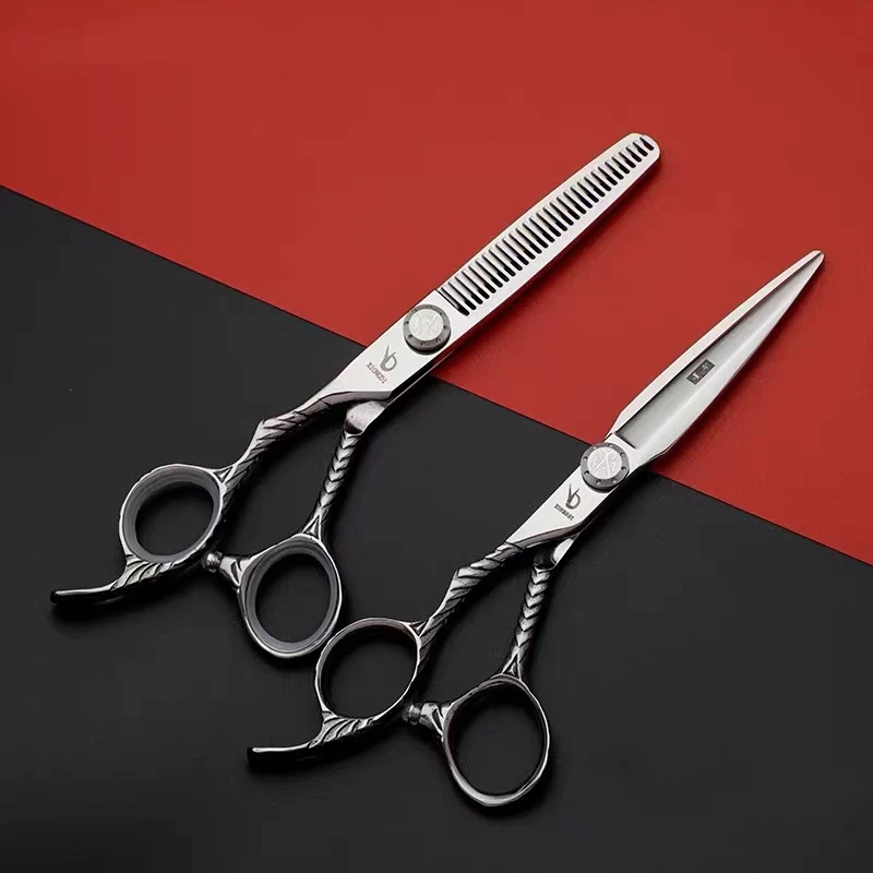 

Professional left-handed scissors 6 inch 440C steel texture thinning shears Sharon Hairdressing tools