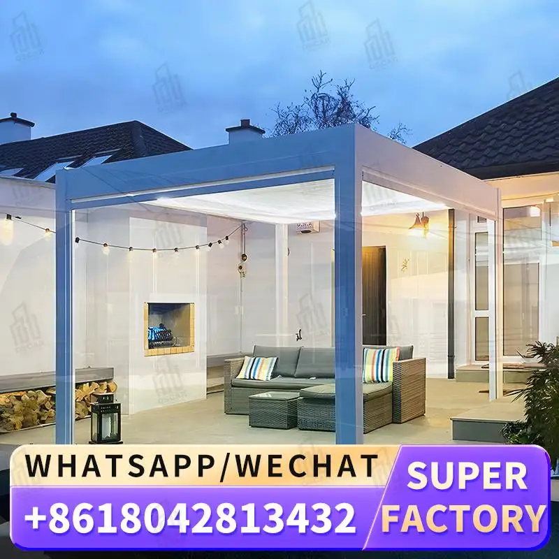 أطقم عريشة ذات سقف هوائي بمحرك يمكنك صنعها بنفسك مع ستارة تهوية قابلة للتعديل وتصميم قابل للتخصيص للفناء والفناء الخلفي والحديقة Lo #2