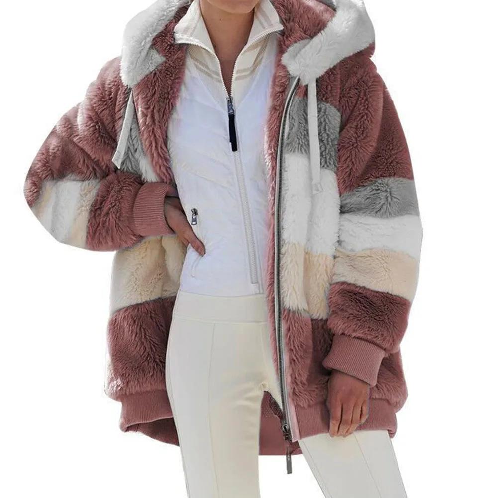 

Autumn Winter Warm Coat Streetwear Loose Lady Jacket Hooded Outerwear Suitable For Vacation Autumn Winter Fashion