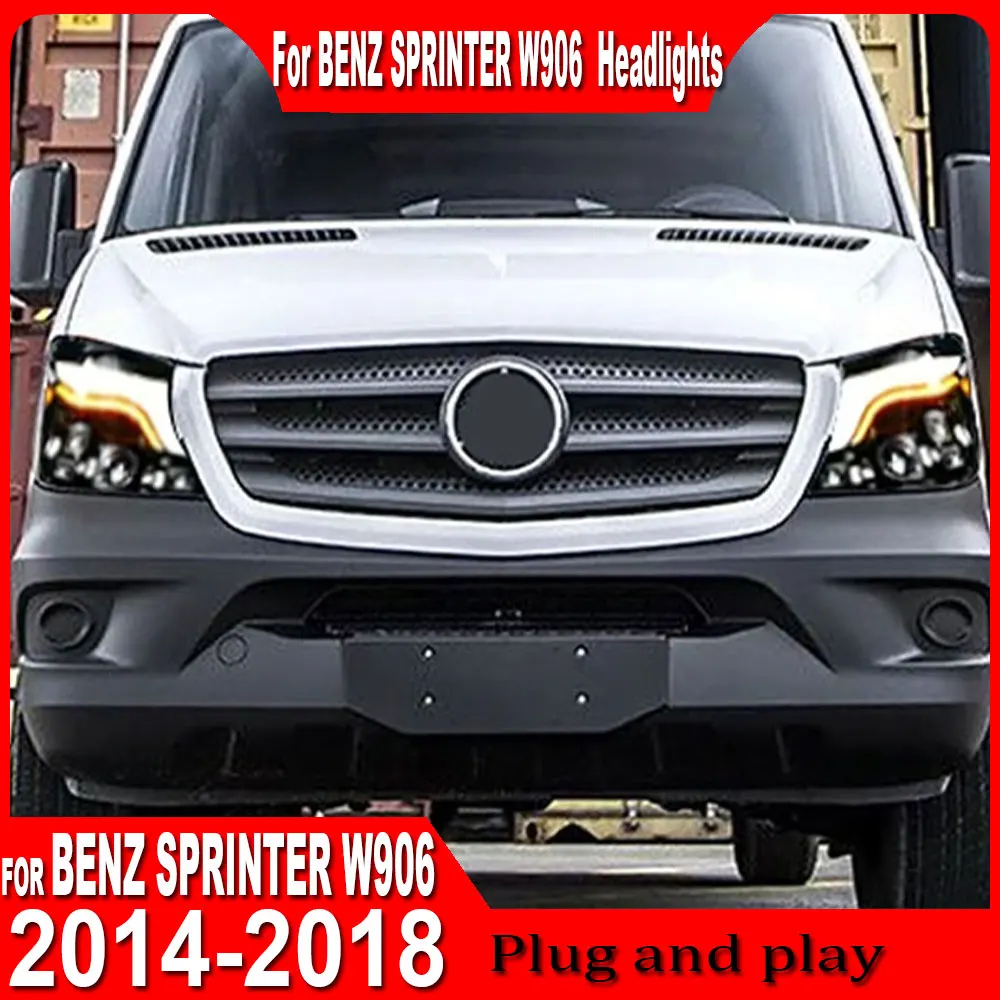Car headlight For Benz Sprinter 2014-2018 W906 Front Lamp Assembly Upgrade Startup Effect LED 4 Projector Lens Tools Accessories