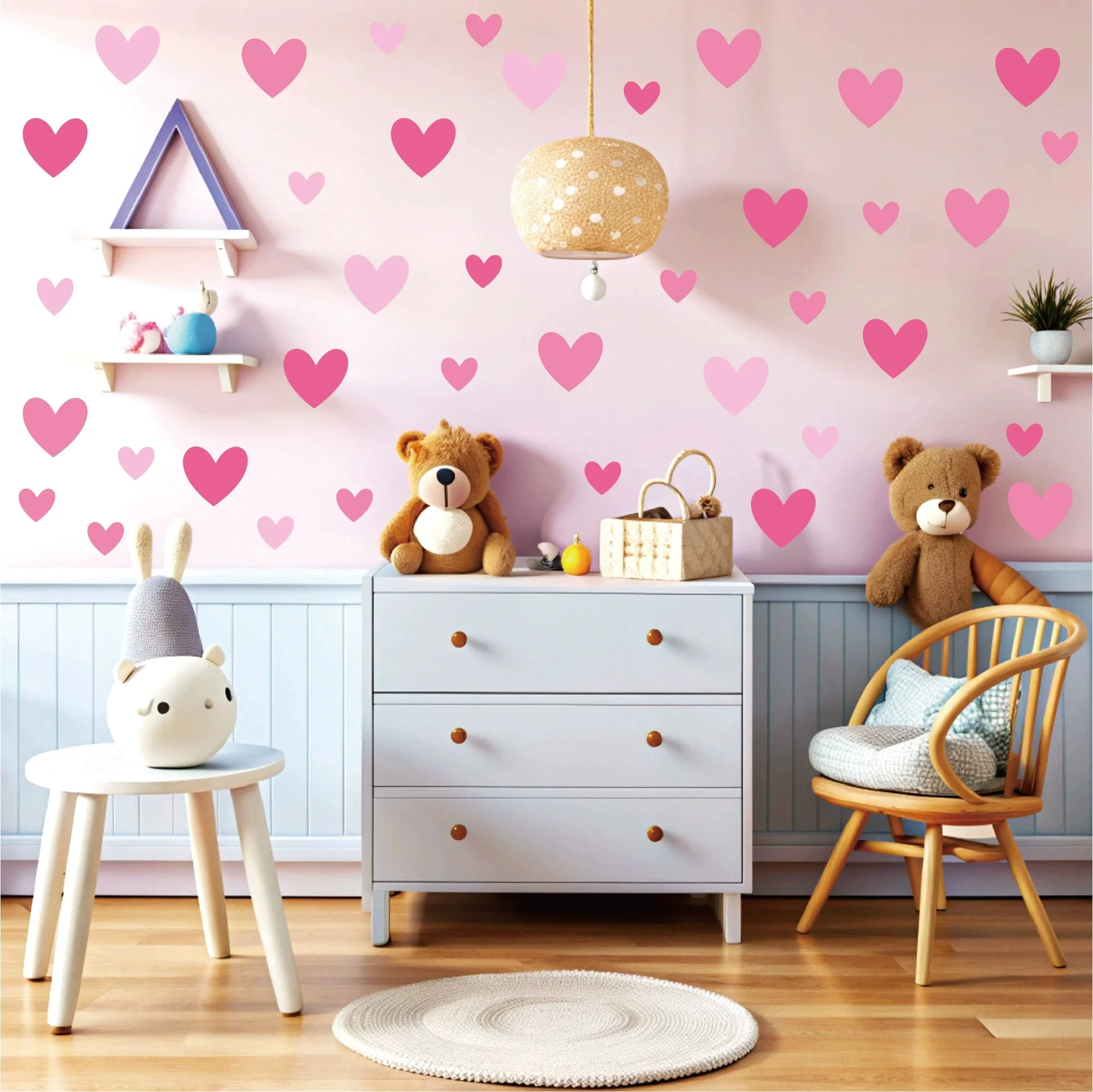 170개=10장 핑크 하트 벽 스티커 크고 작은 하트 - Baby Nursery Wallpaper Girl 리뷰 및 가격