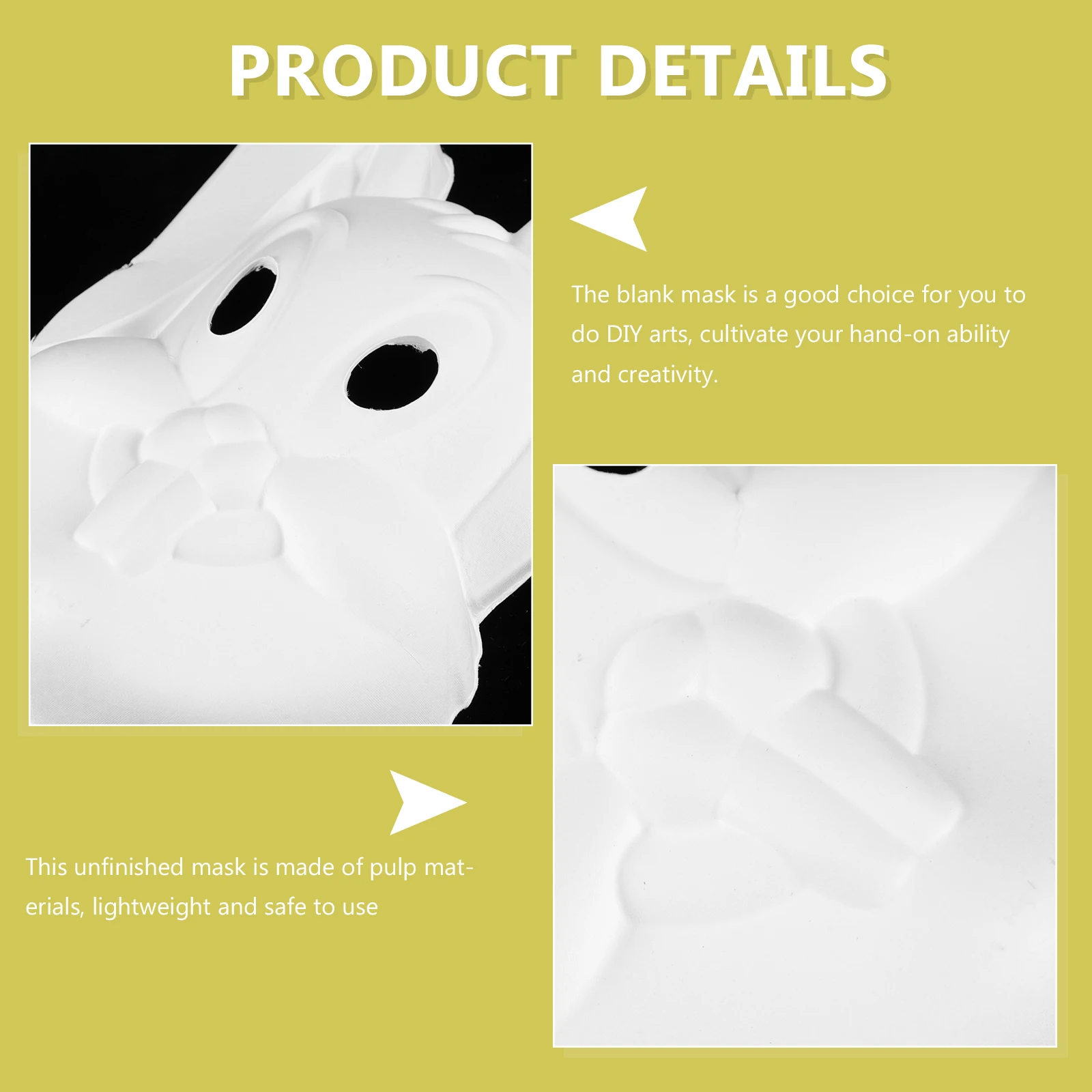 

6 Pcs Rabbit Masks DIY White Plain Paintable Bunny Masquerade Accessories Blank Cosplay Face Decor Party Pulp Masks