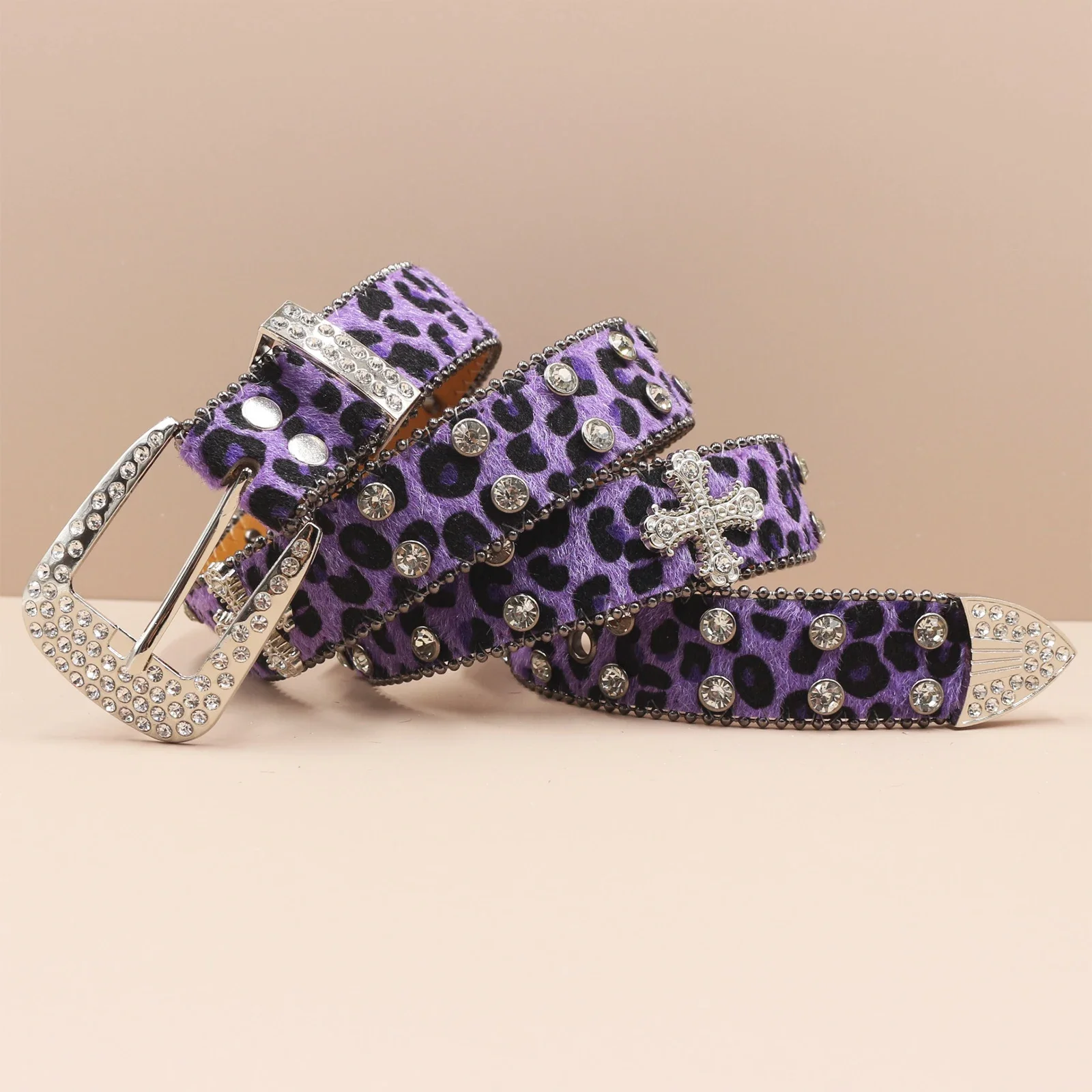 ليوبارد طباعة 3.3 سنتيمتر موضة سيمون أحزمة للنساء الرجال لامعة الماس حزام أسود متعدد الألوان مع أحزمة الراين