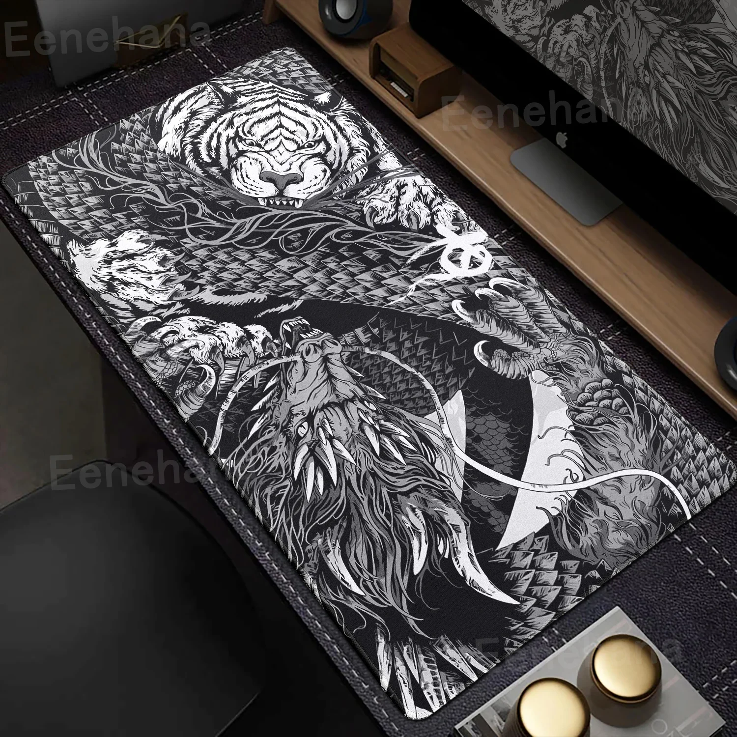 Large Gaming Japanese Dragon Mousepad XXL Keyboard Gamer Mouse Pad Boys Cool Table Speed Desk Mat Anime 900x400 Tiger Mouse Mats