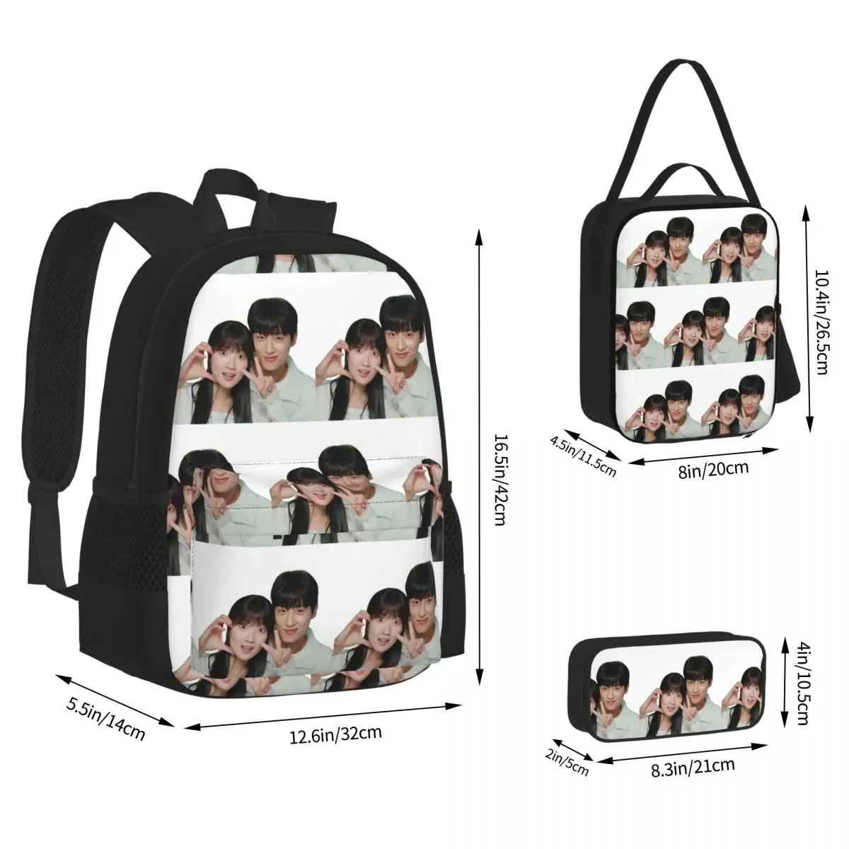 Lovely Runner Kdrama Fanart Backpacks Students Bookbag School Bags Rucksack Lunch Bag Pen Bag Three-Piece Set