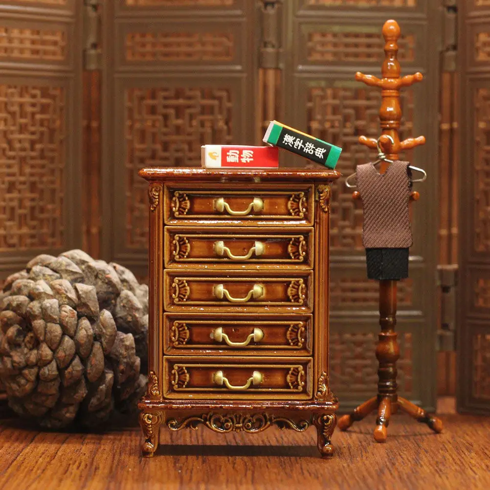 

Mini House Decoration Set Lovely Plastic Miniature Cabinet for DIY Dollhouse 1:6 Scale Decorative Furniture Accessories