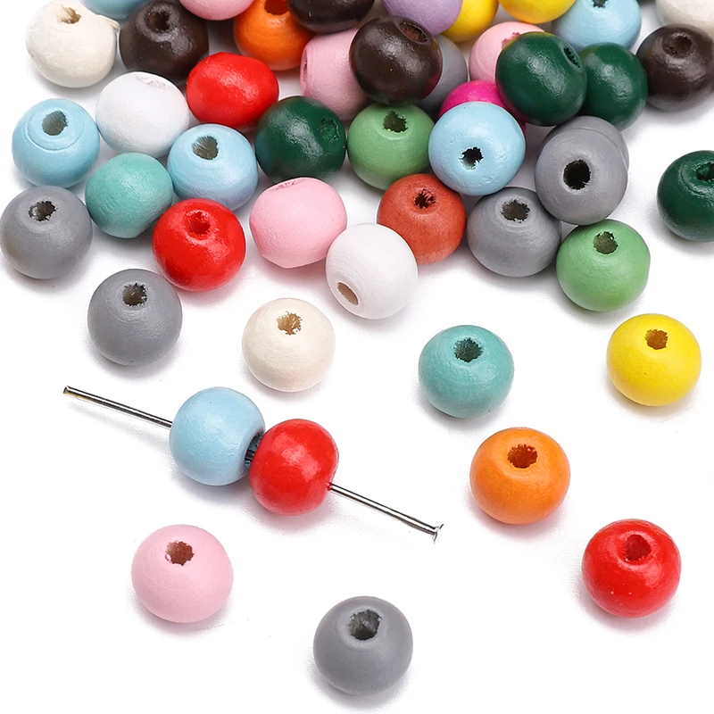 50-100Pcs/Lot 8mm Solid Color Wooden Beads Loose Spacer Round Beads For Jewelry Making DIY Beaded Bracelets Necklace Accessories