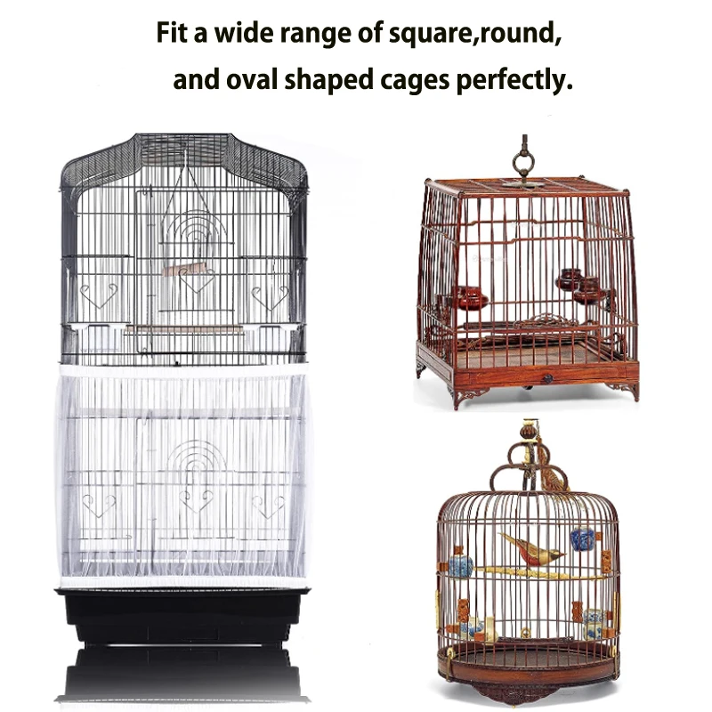 Hot 1pcs Universal Mesh Bird Cage Cover Shell Skirt Net Easy Cleaning Catcher Guard Bird Cage Stretchy Mesh Parrot Bird Cage Net