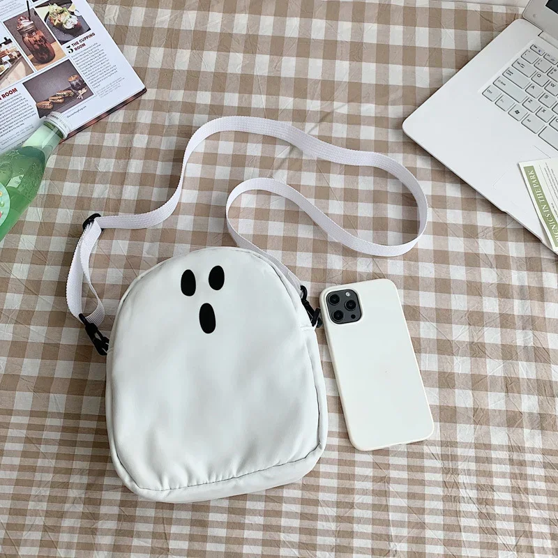 Bolso de hombro de dibujos animados para mujer, cartera de mano con diseño de fantasma, Kawaii, Harajuku, pequeña capacidad