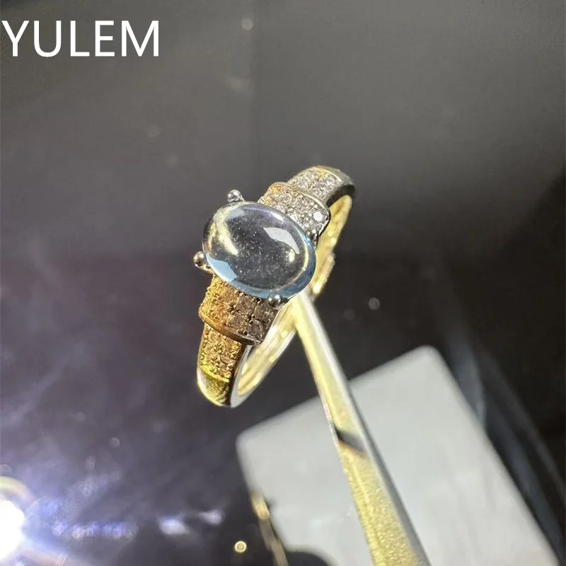 YULEM 5x7mm Natural Topaz Oval Shape Design Silver 925 Ring with Luxury Design for Women Daily Wear