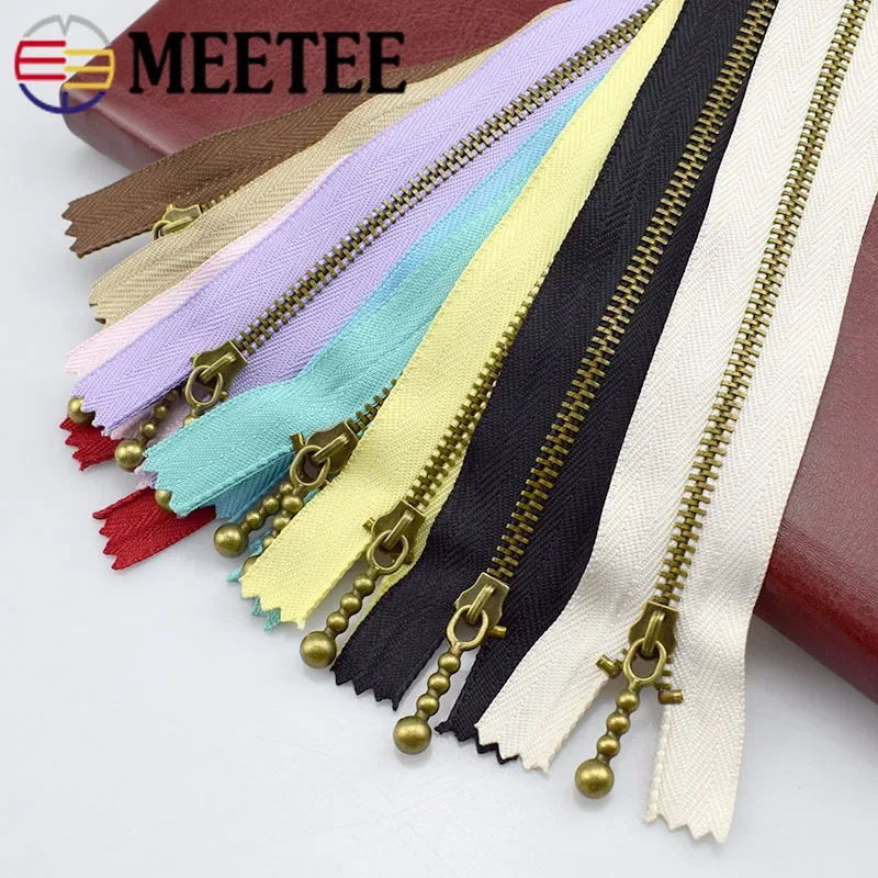 5/10Pcs Meetee 3# 12/15/20cm Close-end Metal Zippers Closure for Sewing Repair Kit Tools Garment Purse Bags Accessories