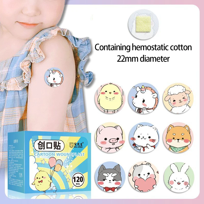 120Pcs Waterproof Cartoon Band-Aids Hemostasis Adhesive Bandage First Aid Kit Emergency Medical Dressing Sticking Plaster