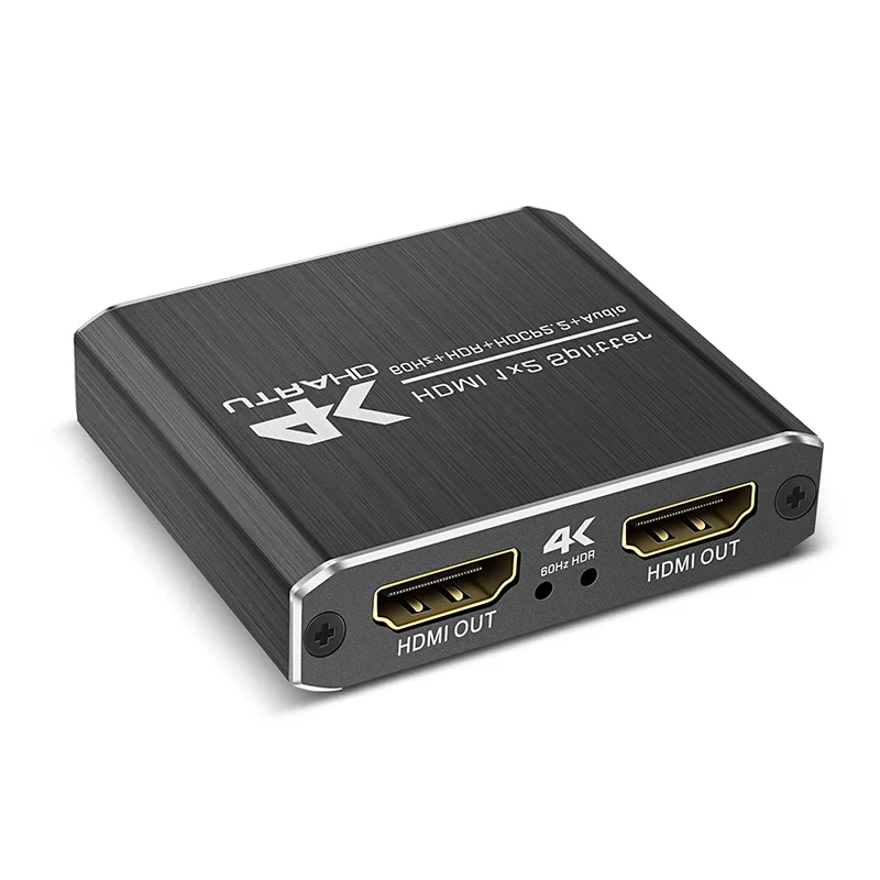 4K UTRA HD HDMI-compatible 2.0 1X2 Splitter 1 in 2 Out Switch Box Adaptor Support 4K/60Hz YUV4:4:4 HDR 2.2 and Audio R/L Output