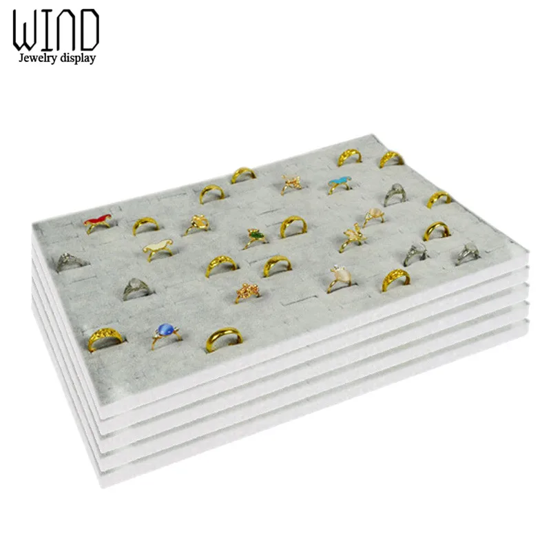 5Pcs/lot Velvet Slot Ring Tray Earring Jewelry Holder Soft Foam Necklace Watch Bangle Organizer Display Storage Showcase Tray