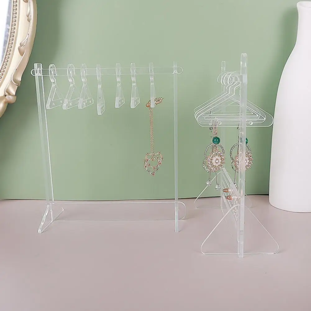 8 Pcs Earrings Storage Rack Clear Acrylic Hanging Clothes Stand Holders Hangers Shape Necklace Jewelry Display Rack