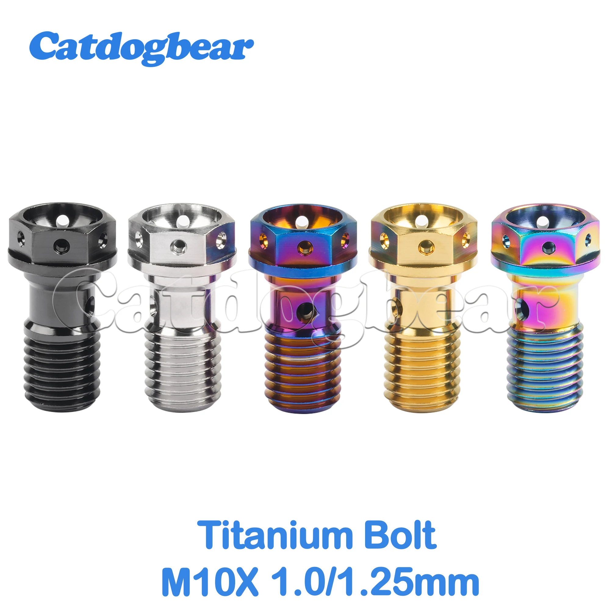 

Catdogbear Titanium Bolt M10x1.0/ 1.25mm Banjo Bolt for Brembo Brake Lin&Double hole Clutch Bolt with Bleeder Valve